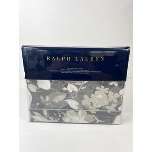 Ralph Lauren Avery Duvet Cover Charcoal Grey Floral Full/Queen 92x96 100% Cotton